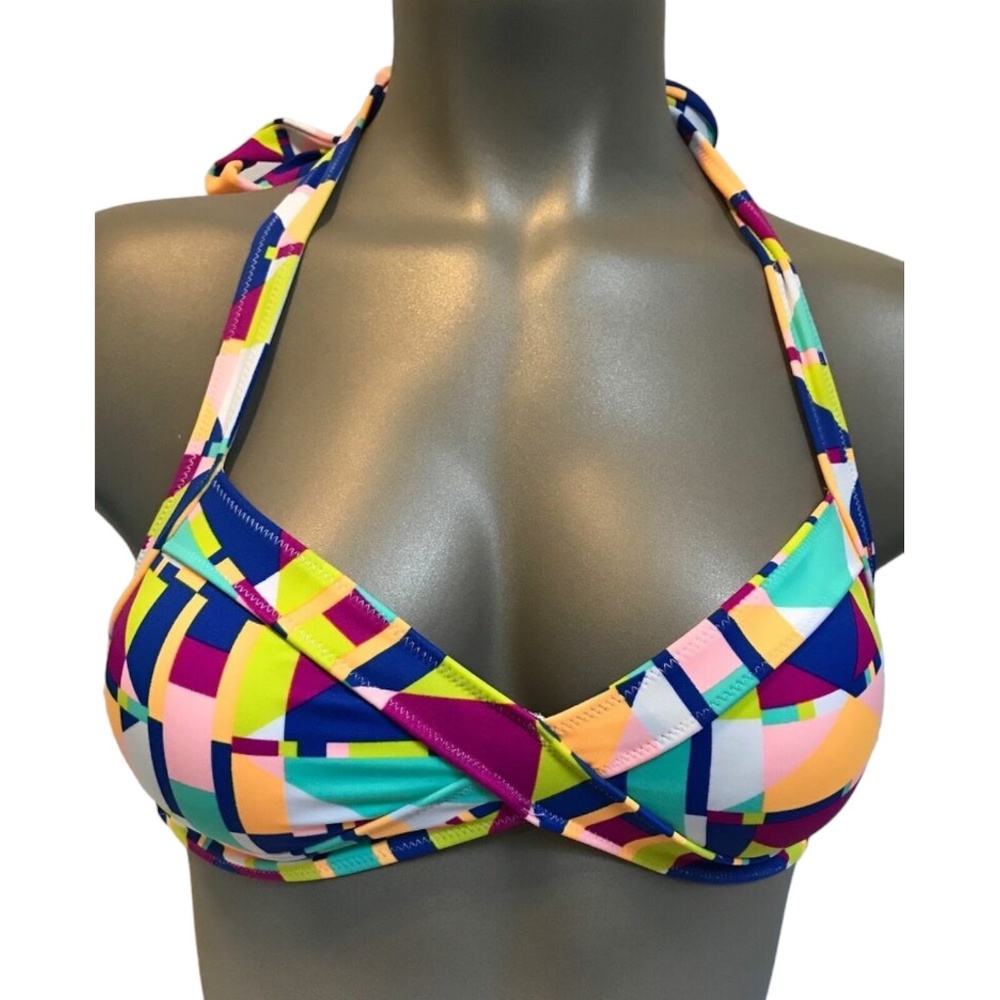 Victoria's Secret PINK Bright Multicolor Geometric Triangle Wrap Swim Top S